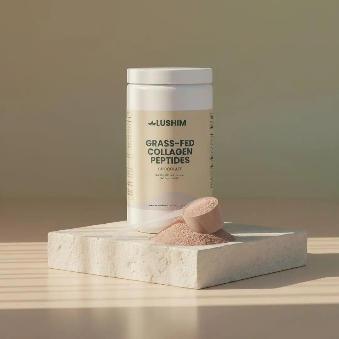 Chocolate collagen supplement promoting skin health for a youthful and radiant complexion.