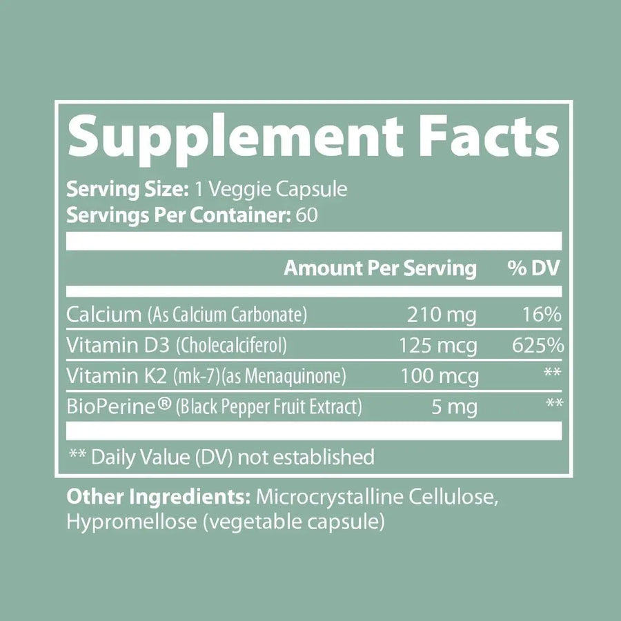Vitamin D3 + K2 supplement fact LUSHIM